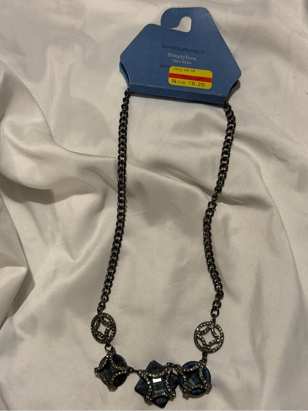 Simply Vera Vera Wang Gunmetal Blue Crystal Pendant Necklace